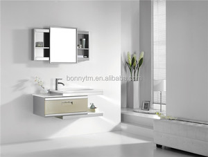 BONNYTM <span class=keywords><strong>Hotel</strong></span> 201/304SS Moderno Blanco Solo Cuencos y Plegable Armario con Espejo de Baño Montado En la Pared Del Gabinete - Product Image 1