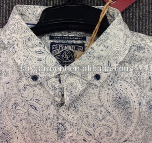 Mens DENIM impreso camisa de manga corta para con deshilachada ND005 - Product Image 2
