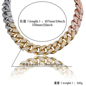 Nuevo Collar de Cadena Cubana de 18 mm Estilo Hip Hop para Hombre y Mujer, Color Plata y Oro, con Circonitas Cúbicas Brillantes, Joyería, Regalos - Product Image 2