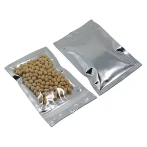 One Side Transparent The Other Side Silver Zip Lock Plastic Clear Packaging Aluminum Foil Bags