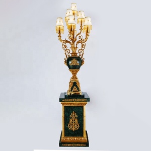 أنيق طويل القامة الرخام الطابق ضوء والنحاس مصابيح أرضية مع 10 أباجورة الفاخرة غرفة المعيشة الدائمة مصباح - Product Image 3