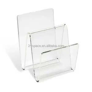 Tinh Thể Rõ Ràng Sóng Acrylic Tạp Chí Rack Cho Văn Phòng