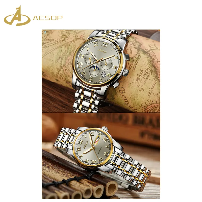 OEM सबसे अच्छा ब्रांड चीनी प्यारा वेलेंटाइन प्रेमियों सस्ते स्वचालित क्रोनोग्रफ़ घड़ी जोड़ी घड़ी कलाई स्टेनलेस स्टील घड़ी