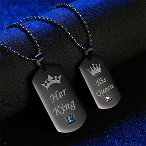 <span class=keywords><strong>Coppia</strong></span> <span class=keywords><strong>di</strong></span> gioielli <span class=keywords><strong>di</strong></span> vendita calda 2024 Unisex in acciaio inox nero il suo <span class=keywords><strong>re</strong></span> la sua regina collana all'ingrosso - Product Image 2