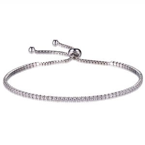 Vòng Tay Quần Vợt Kim Cương 925 Sterling Vòng Tay Bạc Có Thể Điều Chỉnh Trang Sức Với Đá Cubic Zirconia Trắng Cho Nữ - Product Image 3