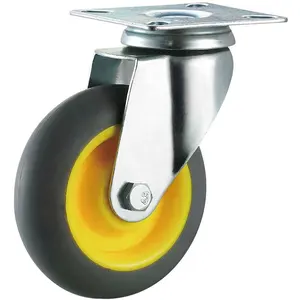 SS 2 3 4 5 Inch Small Rubber TPR Caster Wheels Gray Yellow Series