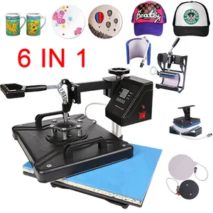 Double affichage 30*38CM 6 en 1 Presse à Chaud Combo Imprimante Sublimation Machine Machine De Presse De Chaleur pour T-shirts plaques/Chapeau/Tasse/Téléphone