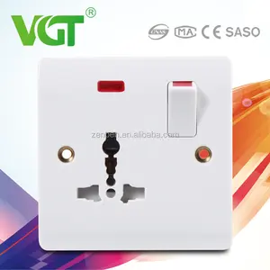 Proveedor Alibaba diseño profesional pared 1 Gang 13A impermeable enchufe interruptor