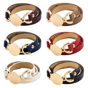 Ban đầu nữ metalleather Cuff với hai lớp bọc S DIY tùy chỉnh trống đĩa logo da - Product Image 2