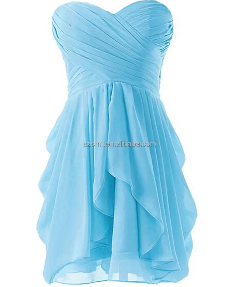 Sweetheart Patterns Of Chiffon Sleeveless Party Wear Gowns Backelss Ruched Mini Zipper Prom Dress