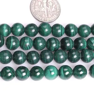 Cuentas sueltas de malaquita Natural AAA para la fabricación de joyas, 4mm, 6mm, 8mm, 10mm, 12mm, venta al por mayor