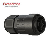 Conector LED de 3 Pines con Abrazadera Redonda para Cable Hembra, IP68 17.5A, para Iluminación LED de Calle, PA66/30%GF, Negro