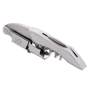 Promotion gift bottle opener wine corkscrew stainless steel handle and solid stainless steel wine corkscrew opener