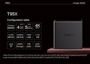 Actualización de firmware s905x T95X amlogic 1 GB + 8G 2.4G 4 <span class=keywords><strong>K</strong></span> KODI Cargado Completo Reproductor Multimedia hd videos de - Product Image 1