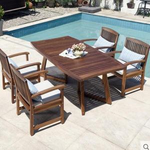 Set tavolo da pranzo e sedia in teak in legno massello con protezione solare impermeabile per esterni - Product Image 2