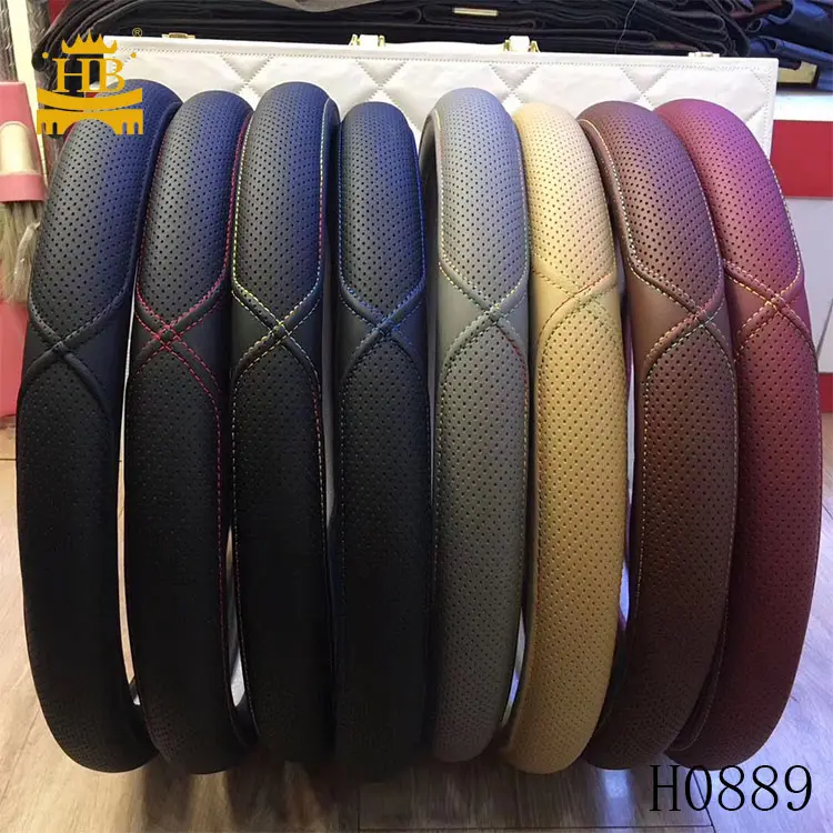 Cheap price fiber leather car steering wheel cover factory