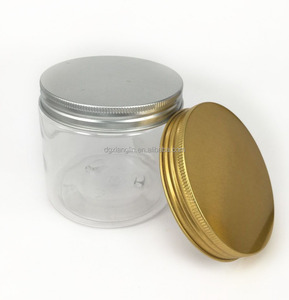 300ml Wholesale Food Grade Transparent Clear PET Plastic Empty Powder <strong>Container</strong> Candy Jar <strong>with</strong> Aluminum <strong>Lid</strong> - Product Image 2