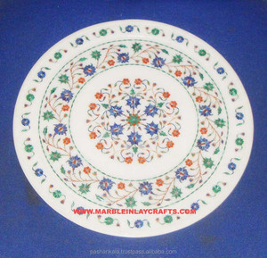 Incrustation de fleurs en marbre blanc de bonne qualité avec travail de sculpture plaque d'incrustation à la main pour la décoration de la maison Design traditionnel artisanal - Product Image 1