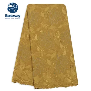 Bestway Neue ankunft afrikanische stickerei baumwolle royal blau schweizer voile spitze stoff