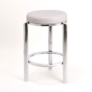 Tabouret de coussin en cuir de toilette de salle de bains de tube plaqué par chrome - Product Image 1