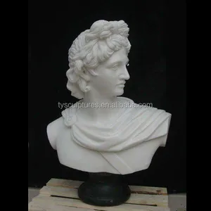 Ponta de pedra famosa, busto branco de mármore apollo de mármore para decoração