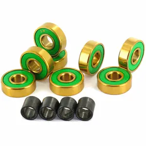 8 pack abec 9 608 titanium coated skateboard bearing for inline skating shoes and scooters