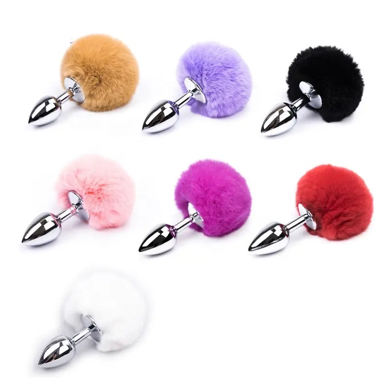 Various Colors Cute Rabbit Tail Anal Plug Tail Metal Butt Plug Anal Sex Toys for Woman Adult Sex Products