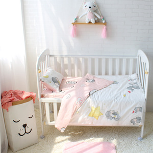 Encargo al por mayor elefante Rosa impresa 100% algodón orgánico niño niña bebés <span class=keywords><strong>cuna</strong></span> ropa de cama conjunto bebé cama <span class=keywords><strong>cuna</strong></span> - Product Image 2