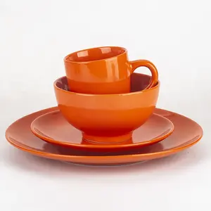 Neuankömmling klassische orange einfarbige Geschirrs pül mittel sicher Deutschland Porzellan Deutschland Dinner-Set