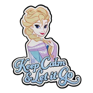 High quality custom iron on/stick on Elsa shaped embroidery patch for kids clothes