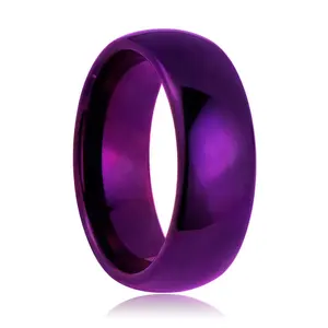 Beautiful Purple Garnet Tungsten Ring Simple Domed Design