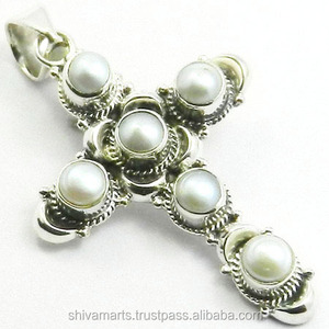 925เครื่องประดับจี้และเสน่ห์ไข่มุกแท้แสนสวยและจี้อัญมณีรูปไม้กางเขนชุบโรเดียมของขวัญเครื่องประดับแฟนซี - Product Image 2