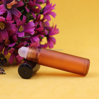 Meilleures ventes de bouteilles à bille roulante en verre ambré de 10ml Bouteilles de parfum cosmétiques à fond épais Mini bouteille de parfum avec bille roulante