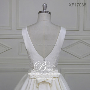 Elegante principessa con applicazioni di pizzo delle donne abito da sposa uso di alta qualità tessuto Mikado abito da sposa - Product Image 4