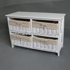 4 rattan drawers white color wooden tower wicker drawer cabinets