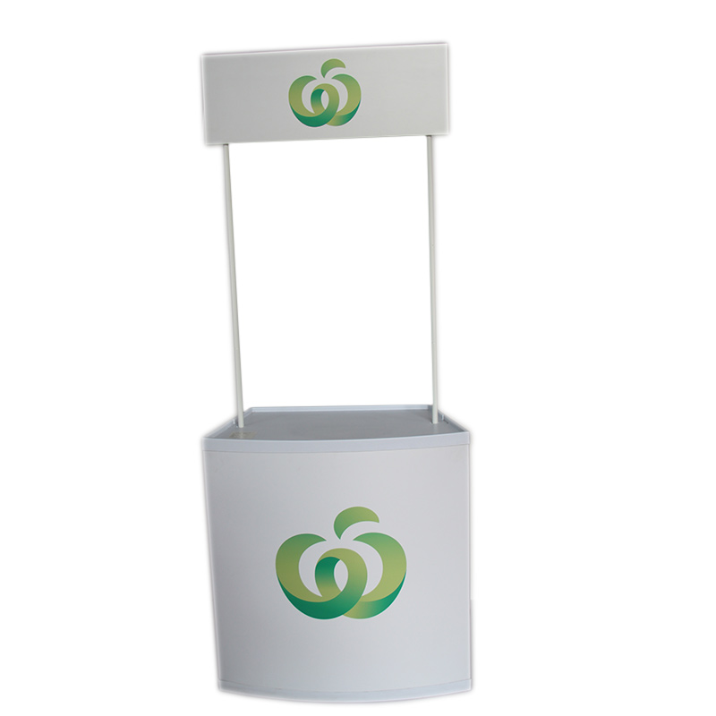 Роскошный демонстрационный портативный рекламный стол с верхним баннером и сумкой для переноски