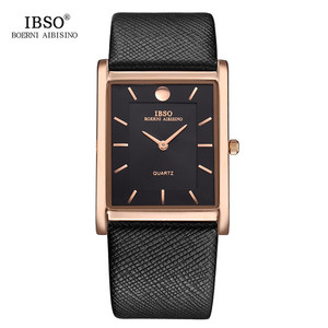 Zwo <span class=keywords><strong>IBSO</strong></span> — montre bracelet en cuir pour hommes, accessoire de mode masculine, Ultra-fin, cadran Rectangle, à Quartz, étanche, 7MM, 2232 - Product Image 1