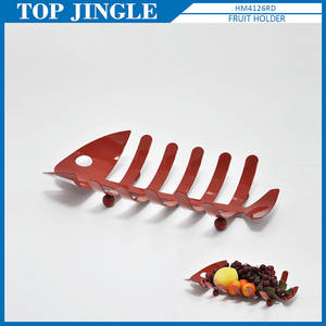 Fabricación hábil cesta de fruta en forma de hueso de pescado rojo - Product Image 1
