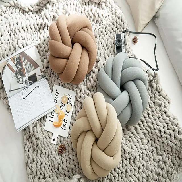 Accessoires de photographie oreiller nœud Ins Offre Spéciale coussin de Crochet épais à cinq anneaux coussin de canapé fait à la main coussin décoratif nœud