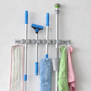 Household product aluminium wall mounted mop and broom garden cleaning tool holder organizer for garage