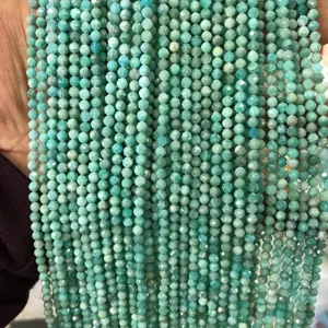 small size round faceted Russian Amazonite beads