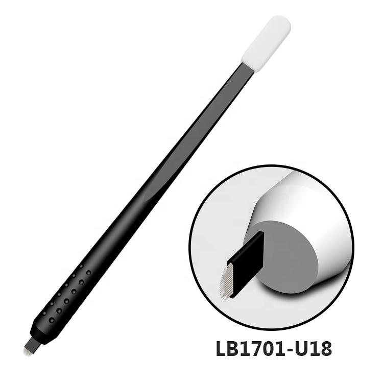 LovBeauty 18U Эксцентриковая ручка для микроблейдинга, тонкое лезвие, одноразовый инструмент с пигментной губкой для микроблейдинга бровей
