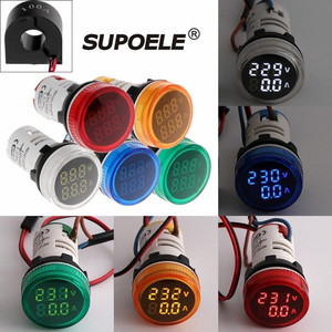 <span class=keywords><strong>Amper</strong></span>ímetro/Voltímetro Digital LED Redondo/Cuadrado de Doble Pantalla, Indicador de Voltaje, Corriente y Amperios, 50-500V - Product Image 3