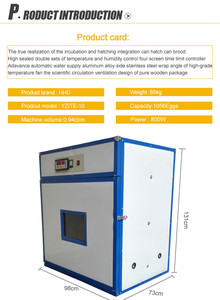 98% tasa de eclosión hhd marca de incubadora para 1000 huevos de pollo completamente automático - Product Image 2