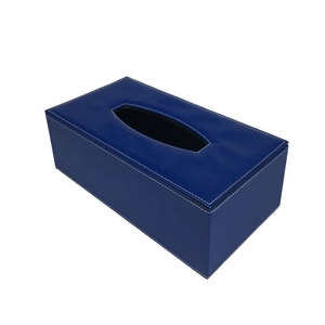 Boîte à mouchoirs en cuir PU avec doublure en mousse EVA bleu foncé pour bureau et hôtel - Product Image 3