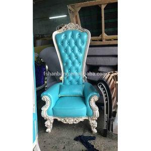 Antique <strong>Silver</strong> Gold Stroke king Queen High Back Wooden Throne <strong>Chair</strong> - Product Image 4