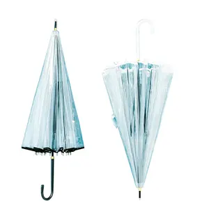 Venta al por mayor transparente paraguas grande-Promocional eco damas largo recto a prueba de viento transparente paraguas
