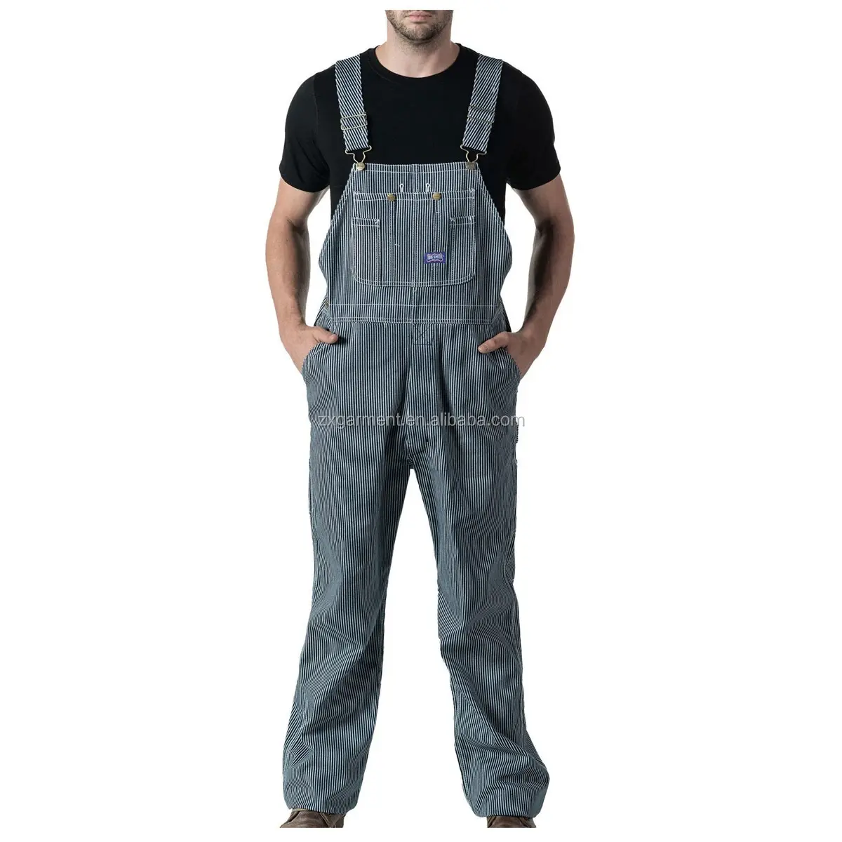 Big smith mens bib overalls hickory stripe work clothes for men European workwear