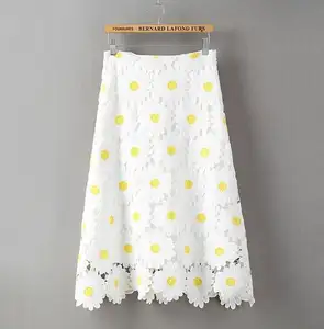 M437 dingyang Fashion 2016 ladies sunflower printing lace A-line skirt