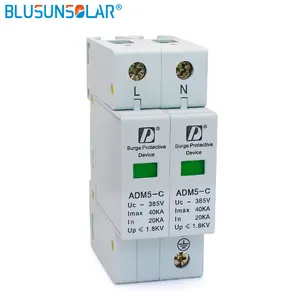 ขายร้อน2P + N 110V 220V 380V 20-40KA AC Din Rail SPD ป้องกันไฟกระชากแรงดันต่ำ